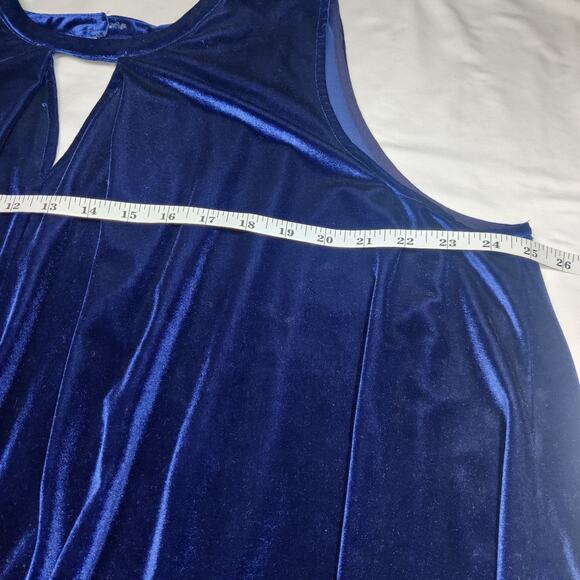 Umgee Blue Velvet Swing Mini Shift Dress 1XL Halter Neck Witchy Whimsigoth - Picture 8 of 9